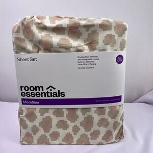 Room Essentials TwinXL Microfiber Sheet Southwestern Boho Geometric Tan Blush
